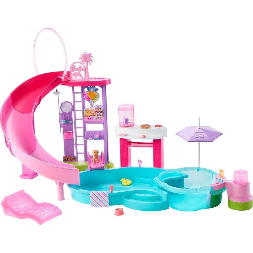 NEW Barbie Dream Pool Playset with 6 Play Areas, Slide & Bubbling Hot Tub NWT - Picture 6 of 6